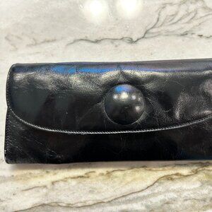 NWOT Vintage HOBO Eden Black Leather Clutch Wallet